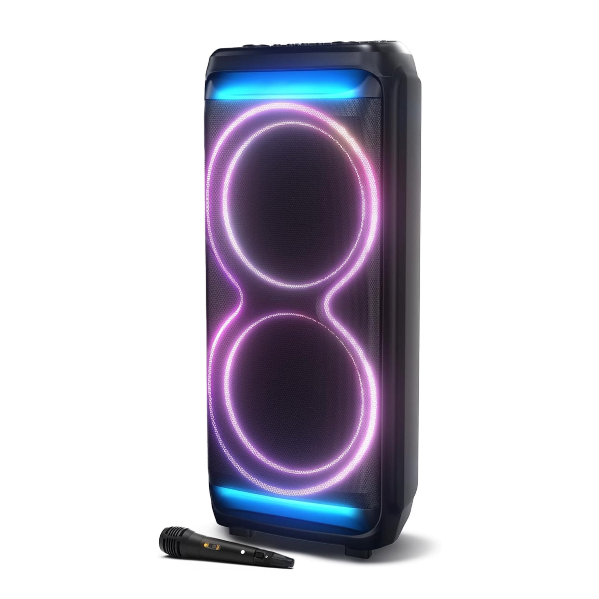 Dolphin SP-5500RBT High-Powered Bluetooth Speaker with X-BASS, Dual 15" Woofers, 100W RMS, TWS, LED Lights, Rechargeable Battery, Karaoke Mic, Ultra-Loud Party Speaker