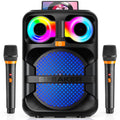 FanFun Bluetooth Speaker, Portable Party Speaker with 2 Microphones, LED Light, Deep Bass, T28-T
