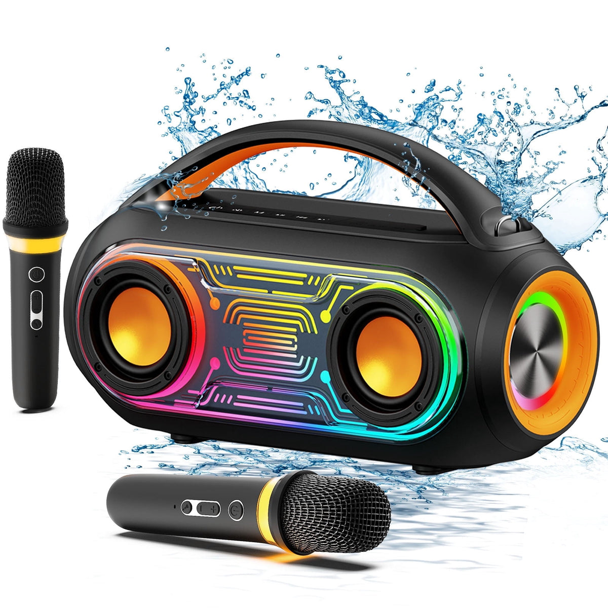 JYX Large Party Speaker, 120W Subwoofer Outdoor Speaker Bluetooth with Wheels, Dual 12'' Subwoofer Deep Bass