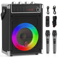 FanFun Portable Bluetooth Speaker with Microphones, Party Speaker with Lights, Remote Control, Powerful Loudspeaker, AUX Input, FM, REC