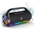FanFun Waterproof Bluetooth Speaker, Portable Speaker with LED Light, Outdoor Speaker for Party, Stereo Sound, Deep Bass, D20