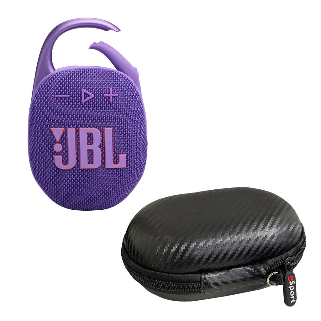 JBL Clip 5 Ultra Portable Bluetooth Speaker with gSport Carbon Fiber Case (Purple)