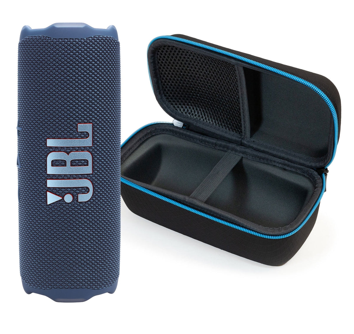 JBL FLIP 7 Bluetooth Speaker & divvi! Premium Hard Case Kit - Blue
