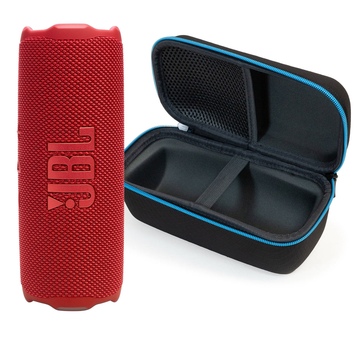 JBL FLIP 7 Bluetooth Speaker & divvi! Premium Hard Case Kit - Blue