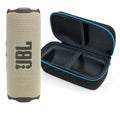 JBL FLIP 7 Bluetooth Speaker & divvi! Premium Hard Case Bundle - Sand