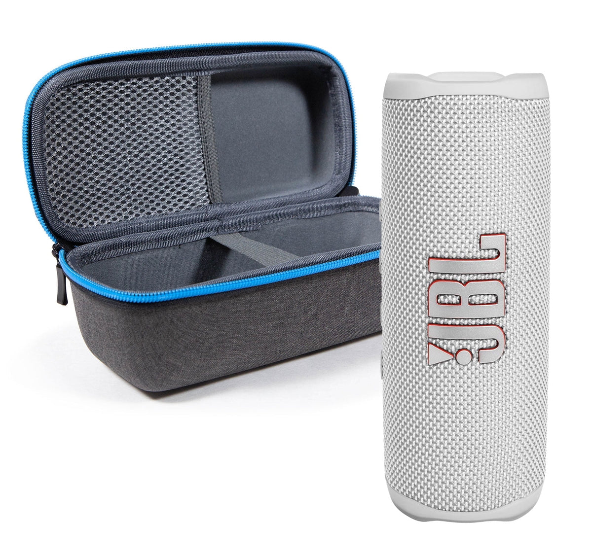 JBL Flip 6 White Portable Bluetooth Speaker and divvi! Case Bundle