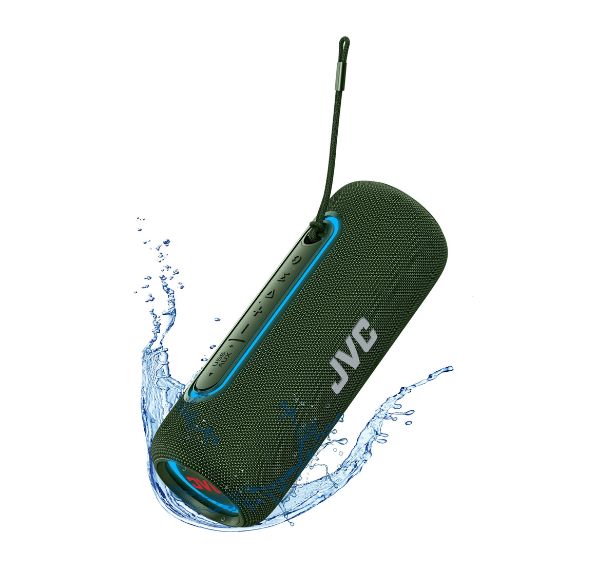 JVC Illuminated Portable Wireless Speaker with 20W max outputs, Dynamic Sound, Bluetooth 5.0, TWS Capability, USB-C, IPX5, AUX in, up to 5-Hour Battery Life - SPPA5BTG (Green)