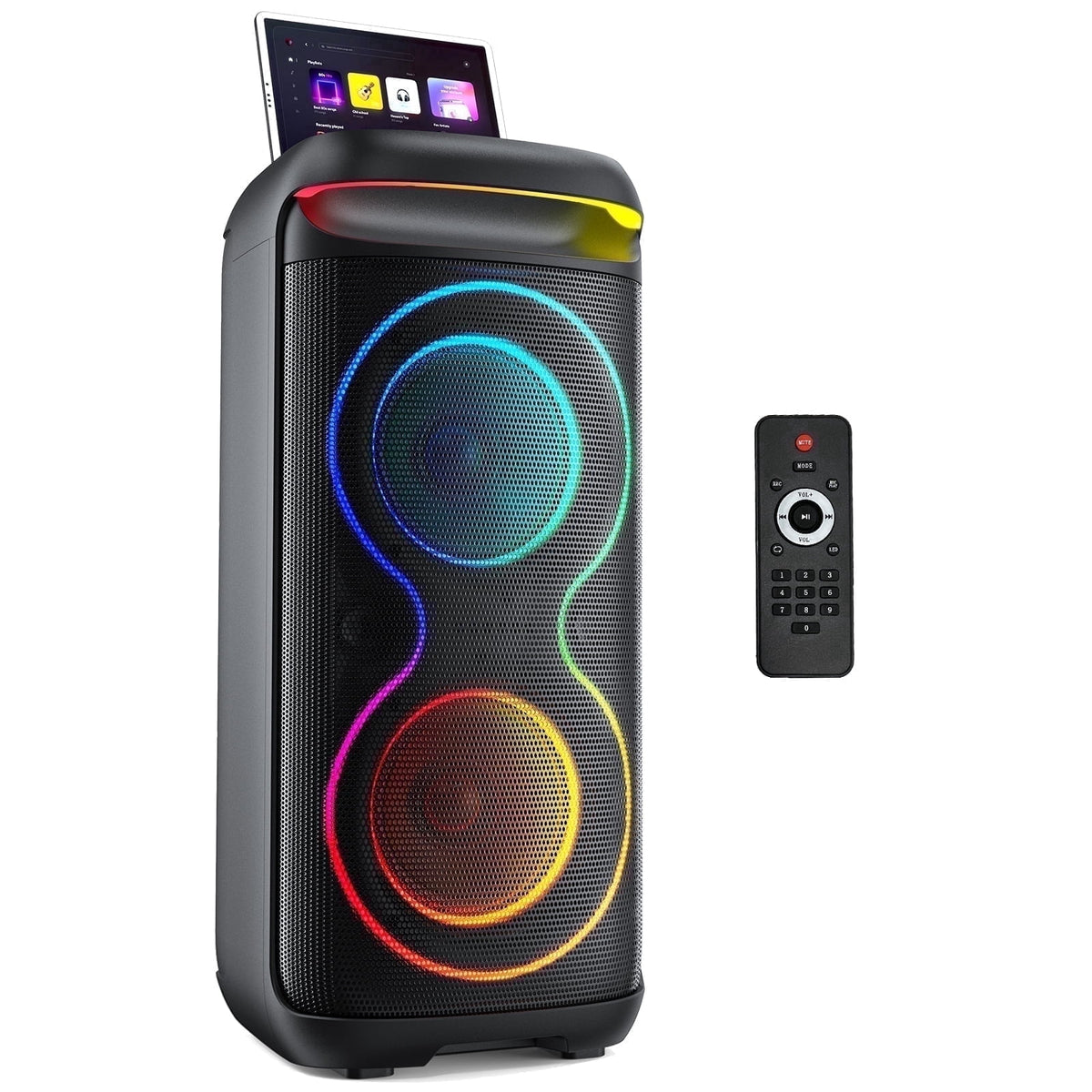 JYX Large Party Speaker, Bluetooth Speaker With Dazzling Rgb Light for Outdoor, Two 6.5'' Subwoofer