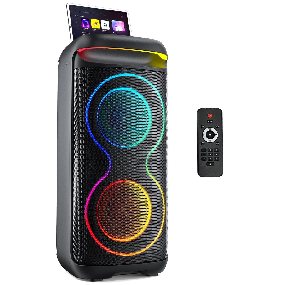 JYX Large Party Speaker, Bluetooth Speaker With Dazzling Rgb Light for Outdoor, Two 6.5'' Subwoofer
