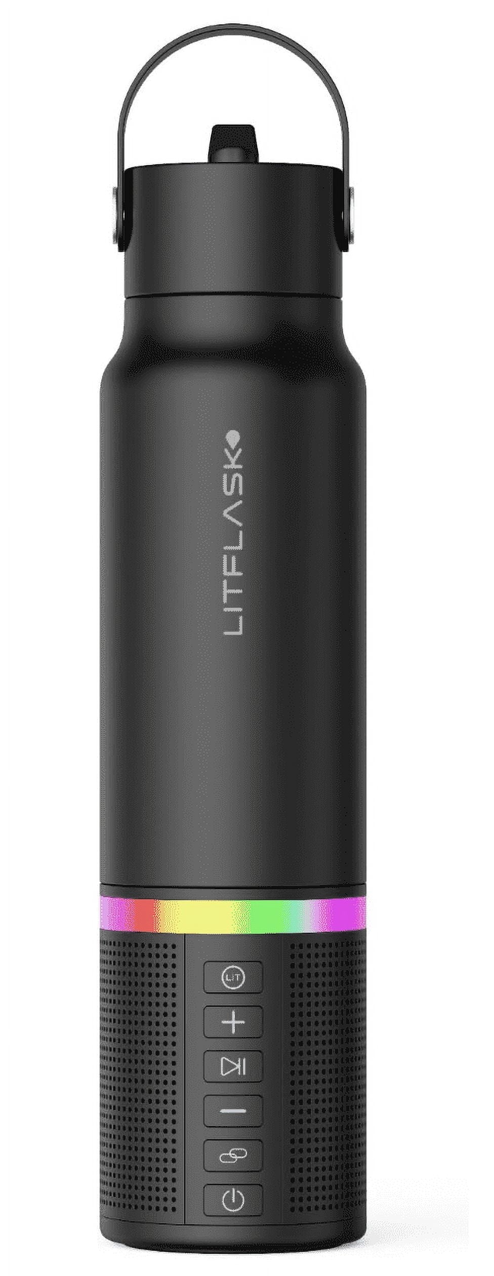 LITFLASK Smart Water Bottle with Premium Bluetooth Speaker, White, Portable Charger, LED Light, Stainless Steel, Mix & Match Colors, 20oz - Oprah's Favorite Things 2024