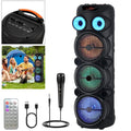 Lohoms Triple 8" Bluetooth Party Speaker, Portable Karaoke Machine & Outdoor PA Sound System with Powerful Stereo Sound, LED Lights, Wireless Mic, TWS Pairing, FM, USB, TF & AUX