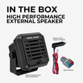 Midland- SPK200 Heavy-Duty 20W Amplified External Speaker - AI Noise Cancelation 180 Degrees Swivel Base Works CB and MXT Radios 8-OHM Sound System 3.5mm Audio Plug - Waterproof Design
