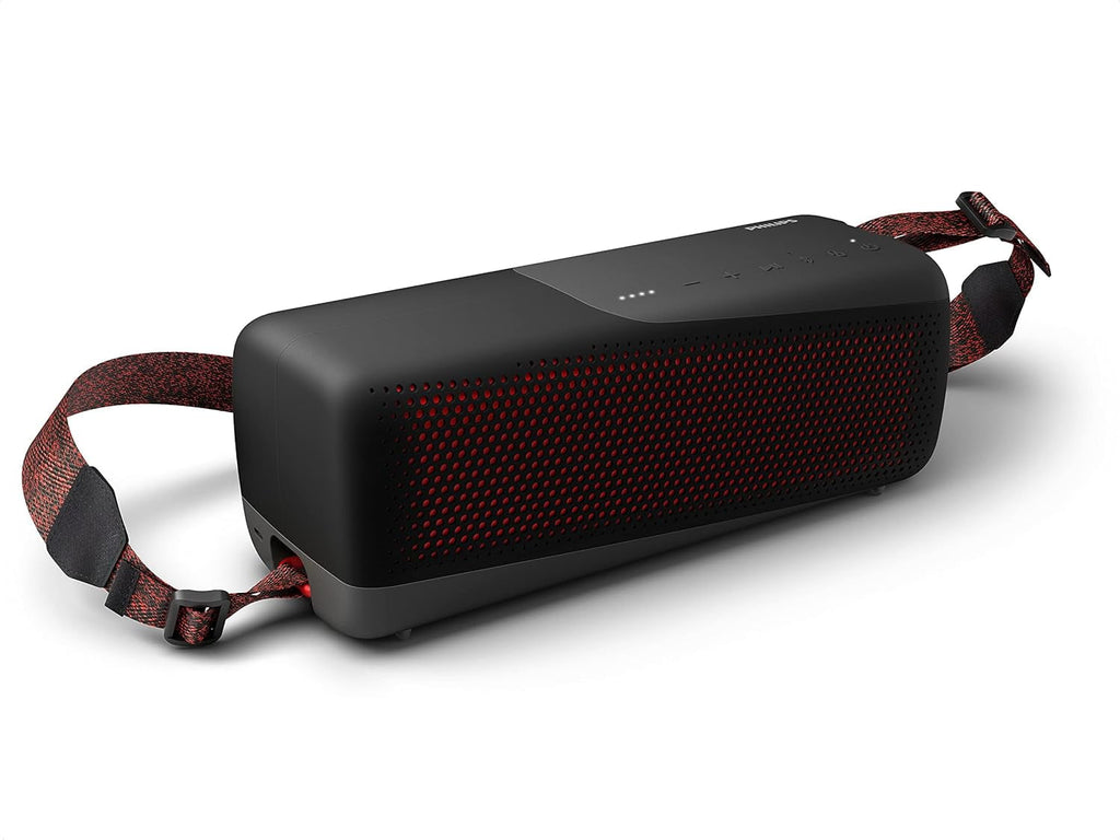 PHILIPS S7807 Wireless Bluetooth Speaker, 7000 Series - 40W Output, IP67 Waterproof, 24-Hour Playtime, Portable with Built-in Microphone, Voice Assistant, USB-C, and Power Bank, Black