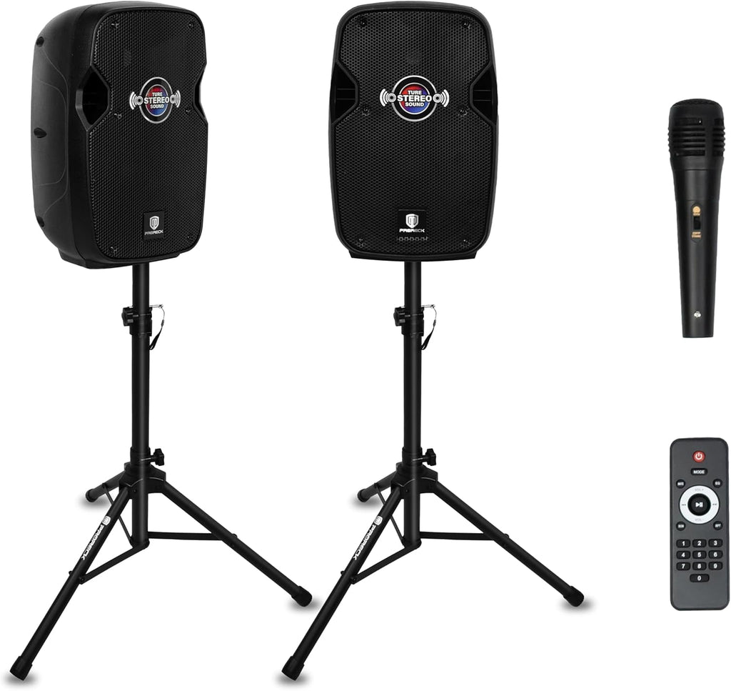 PRORECK IMPACT 10 10-Inch Stereo Speakers, 800W Peak Power Bluetooth PA Speaker