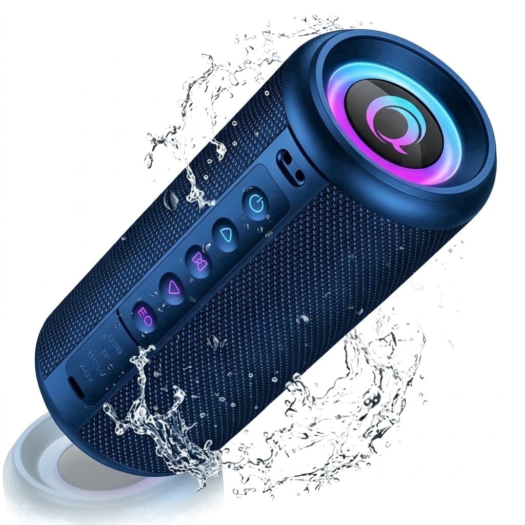Portable Bluetooth Speaker, Bluetooth 5.4 Wireless Speaker, IPX7 Waterproof Outdoor Speaker with RGB Party Lights, 20W Stereo Sound, 20H Playtime, TWS Pairing for Camping, Beach, Home Party