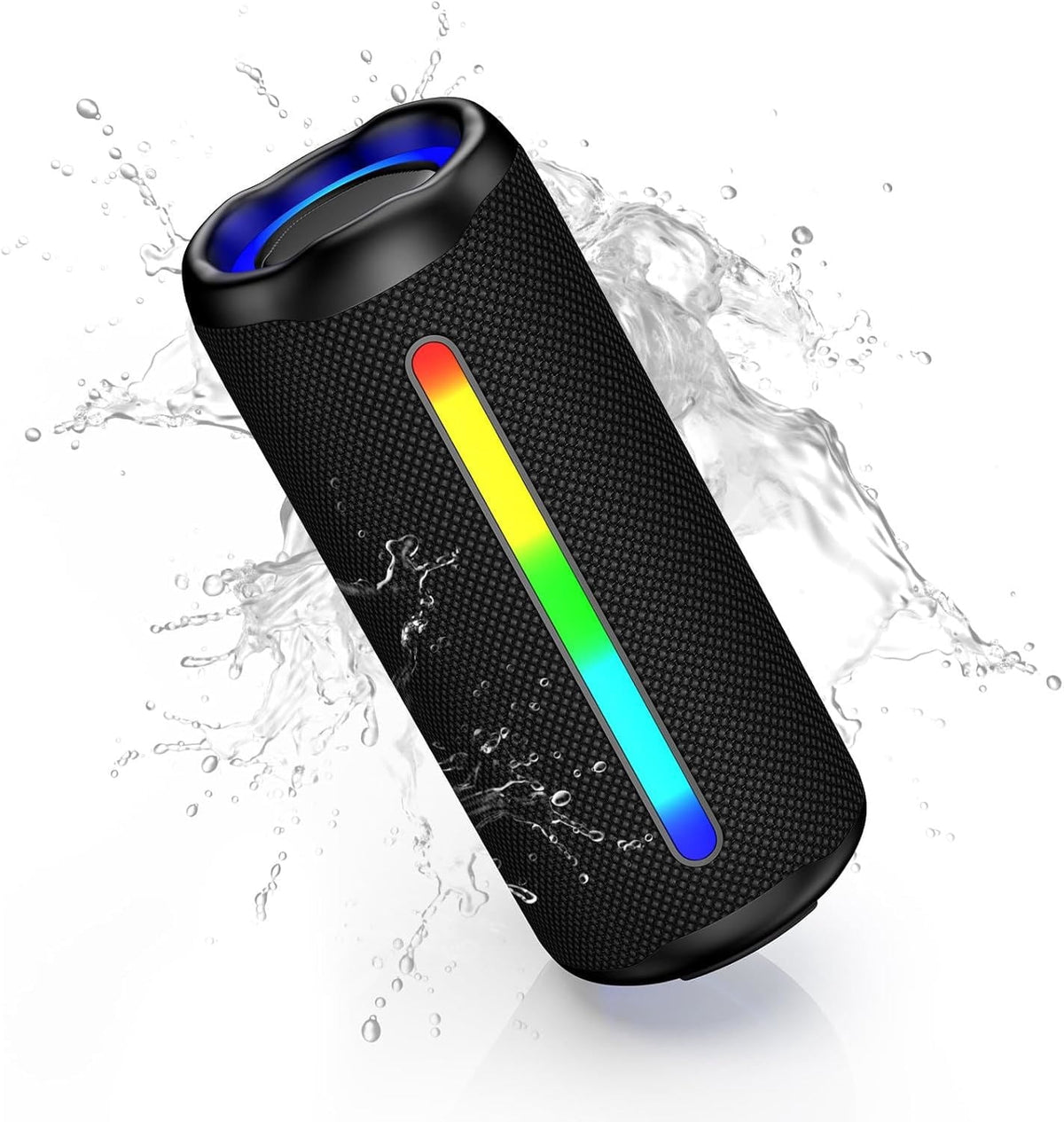 Portable Bluetooth Speaker IPX7 Waterproof,30W Stereo Sound with Multi RGB LED Lights,Bluetooth 5.3, 20H Playtime,TWS Surround Pairing for Home/Outdoor/Party/Beach/Travel/Gifts(Black)