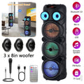 RIDWIND 8000W Peak Power Bluetooth Speakers Portable Wireless Speaker with Triple 8 inch Subwoofer Heavy Bass,FM Radio, Microphone, Lights, Remote Control TWS Stereo Sound System Speaker