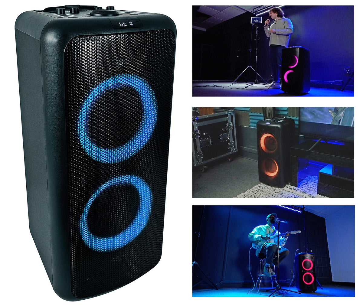 Rockville ELITE PARTY 65 Bluetooth Party Speaker System, 2000W Peak, Dual 6.5 in Woofers, Karaoke Effects, Lights, Wheels