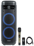 Rockville Go Party ZR10 Dual 10" Portable Bluetooth Speaker w/LED+UHF Microphone