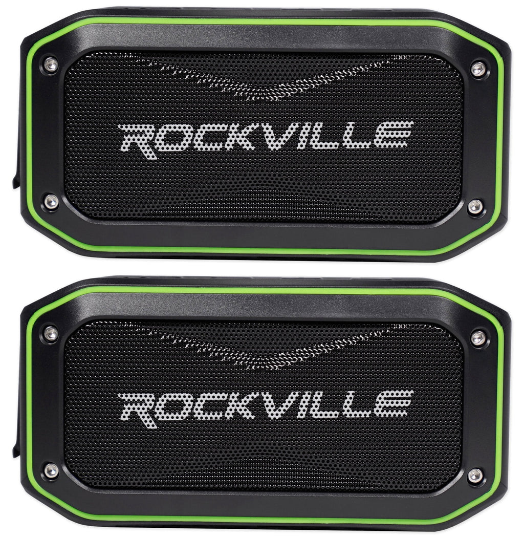 Rockville ROCK ANYWHERE 2-Pack Portable Bluetooth Speaker, 20W Output, 30-Hour Battery, IPX7 Waterproof, TWS Stereo, Includes Handlebar Mount, Cables
