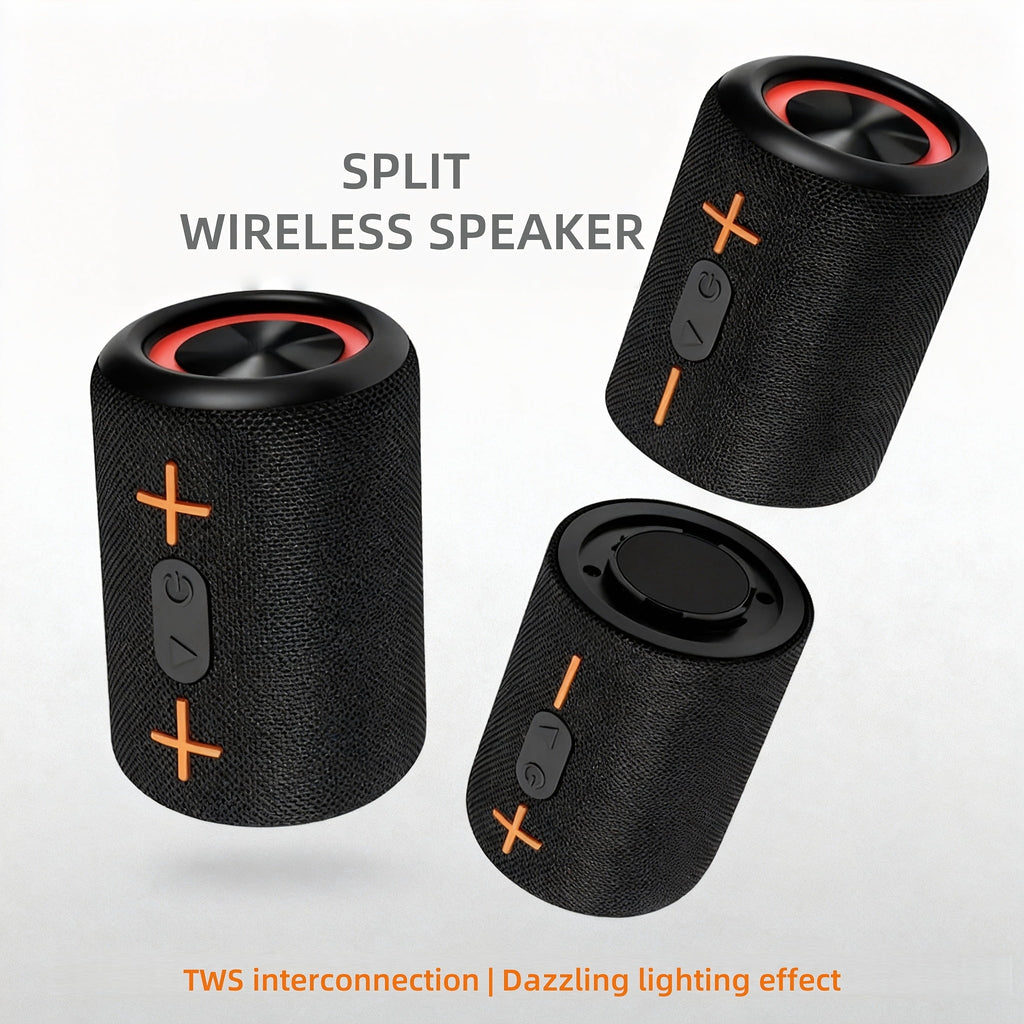 Rotary Buckle Wireless Speaker with RGB Light - Dual-Mode Battery/USB, Stereo Pairing for Indoor Outdoor Party Office Home