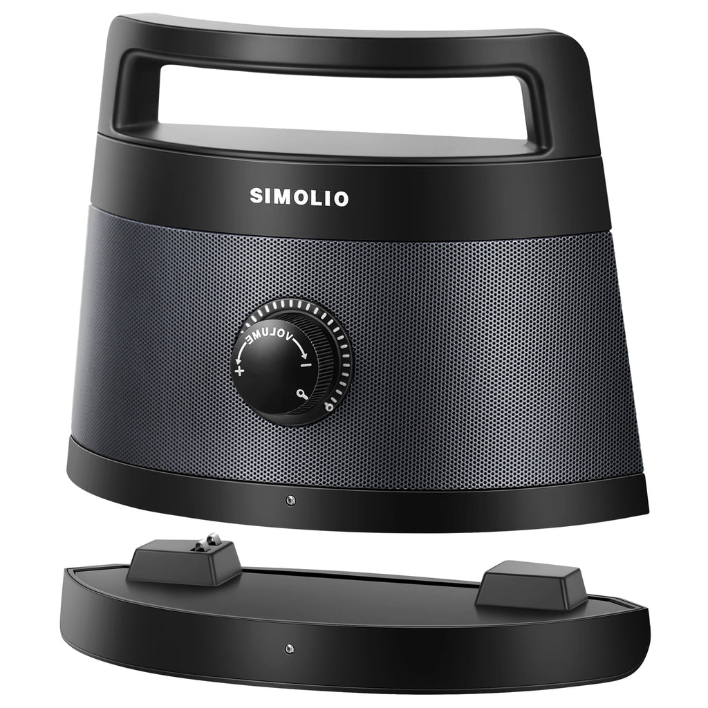 Simolio Portable Wireless TV Speakers with Voice Highlighting, 100ft Range, Optical/RCA/AUX, Extra Headset & 2 Adapters, Black, SM-621D-W (New)