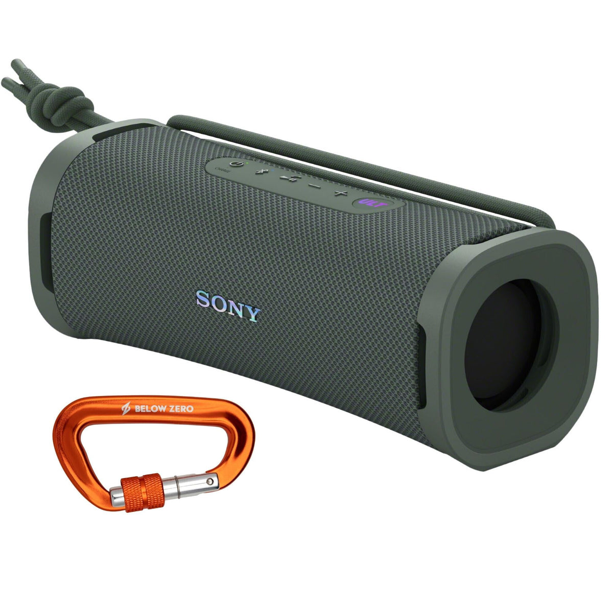 Sony ULT FIELD 1 Bluetooth Wireless Portable Speaker with Echo Canceling Technology (Off-White) Bundle with 12kN Heavy Duty Carabiner with Locking Clamp (Orange) (2 Items)