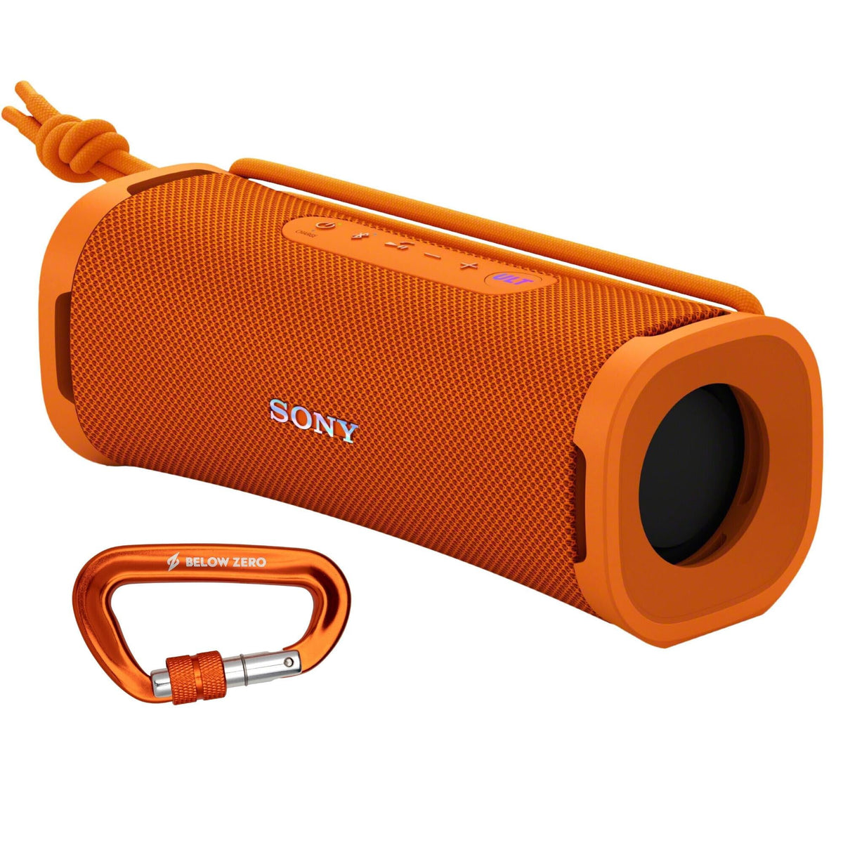 Sony ULT FIELD 1 Bluetooth Wireless Portable Speaker with Echo Canceling Technology (Off-White) Bundle with 12kN Heavy Duty Carabiner with Locking Clamp (Orange) (2 Items)