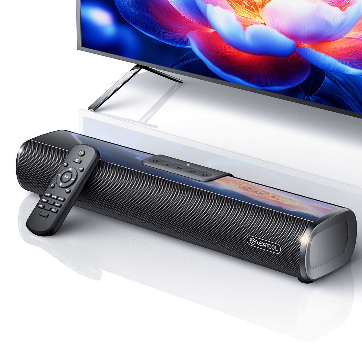 VEAT00L 2.2ch Sound Bar, 100W Bluetooth 5.0 Sound Bars for Smart TV, 3D Surround Sound System with Powerful Bass,Home Theater Speakers with USB/Optical/AUX, TV Speakers Soundbars with Split Design