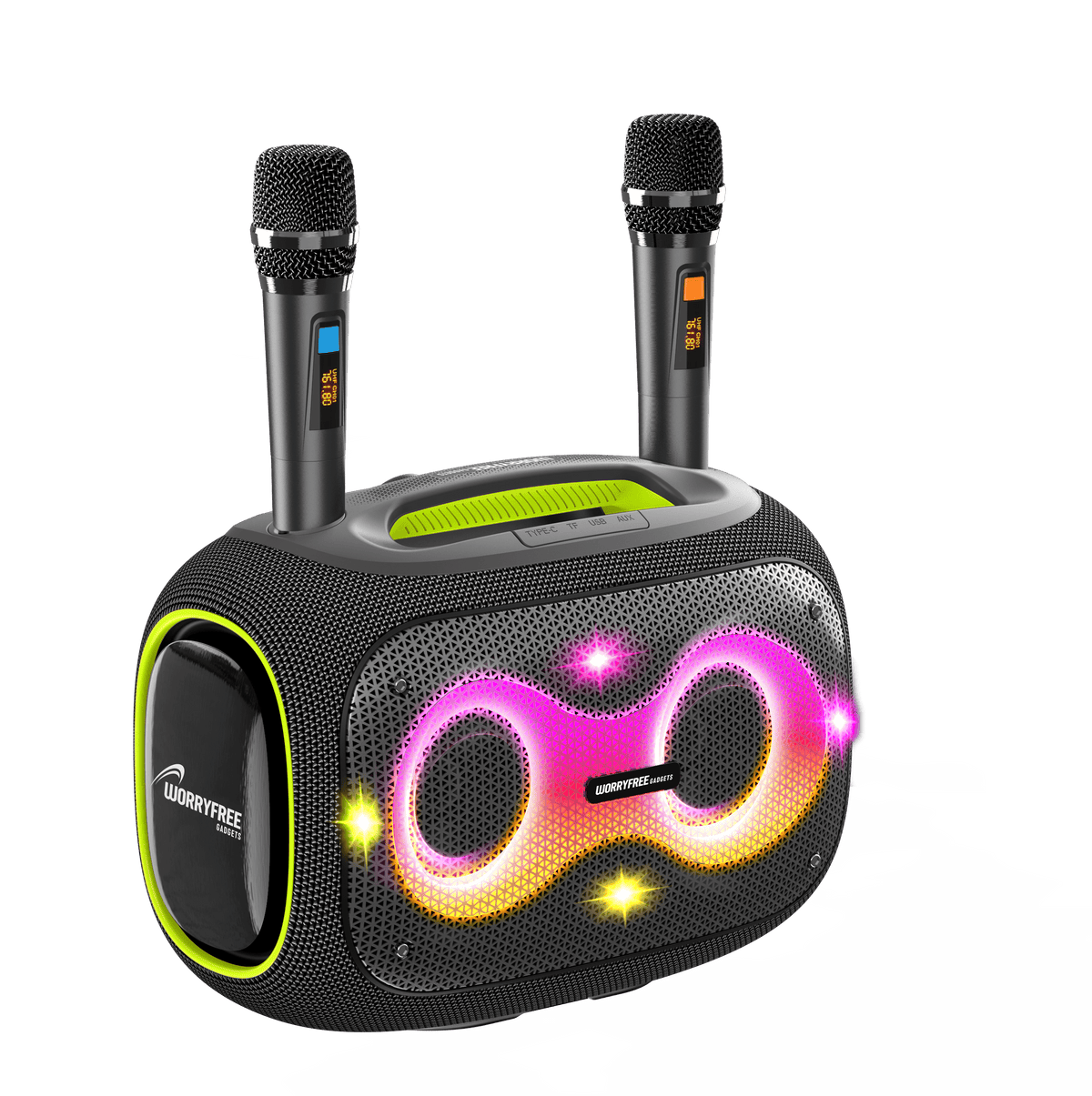 WorryFree Gadgets Portable Bluetooth Speaker with Two Microphones, Deep Bass, Large Party Wireless Speakers, 120W, Gray