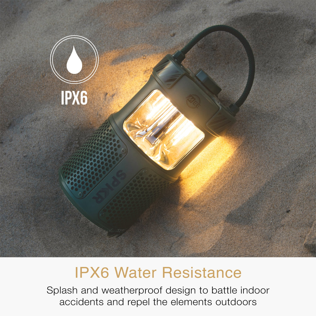 MEE audio lightSPKR Bluetooth Wireless Speaker with Camping Lantern, Rated IPX6 (Midnight Black)