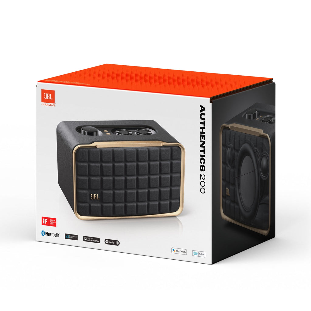 JBL Authentics 200 - Smart home speaker with Wi-Fi, Bluetooth and Voice Assistants with retro design - White