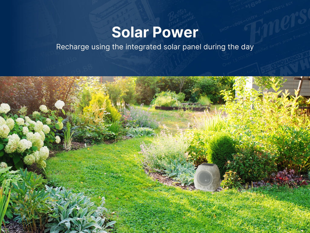 Emerson ERS-1002 Bluetooth Solar Rock Speaker with Multicolor LED Lighting