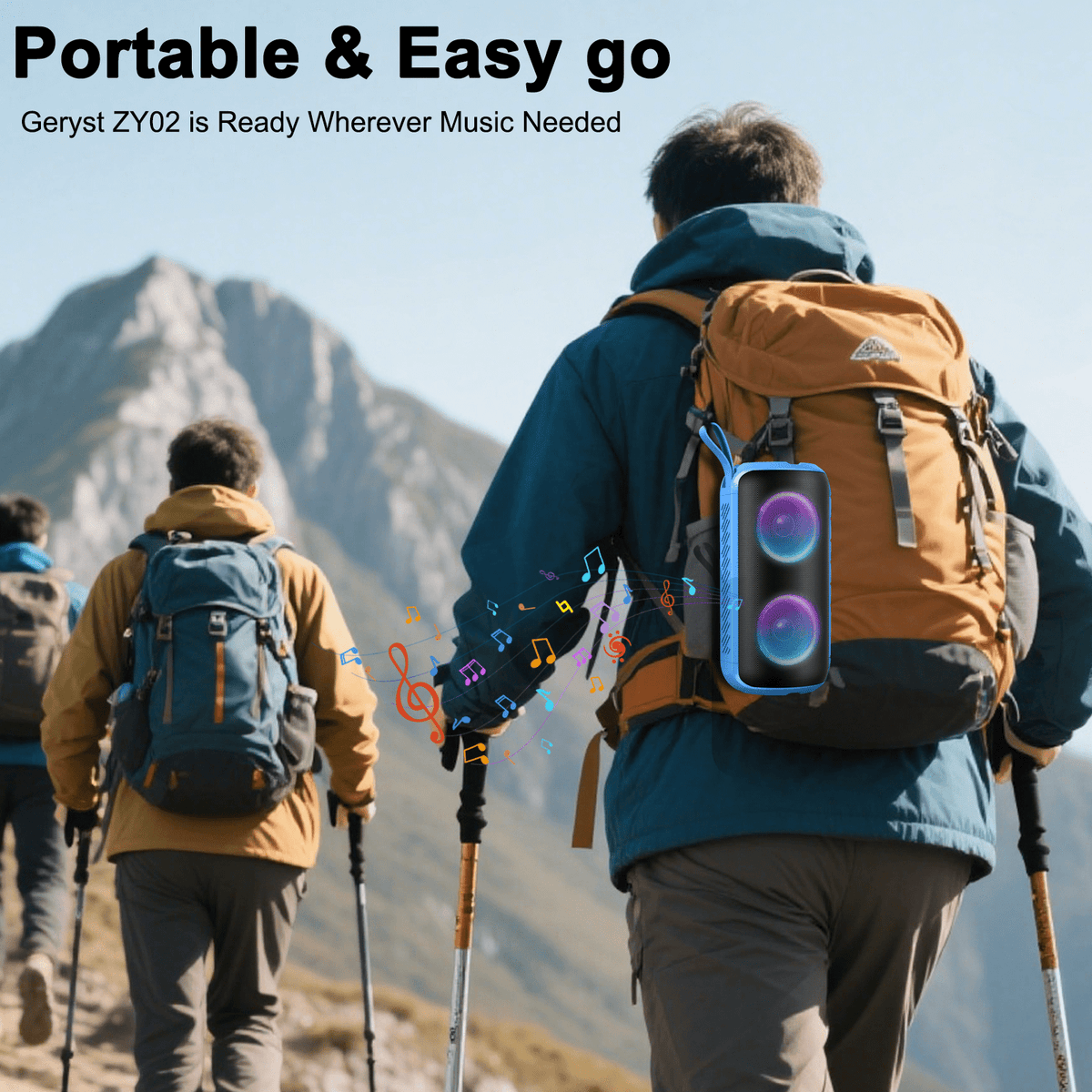 Portable Bluetooth Speaker, Bluetooth 5.3 Speaker Wireless, IPX7 Waterproof Outdoor Speaker, 24W Powerful Loud Stereo Sound, 12H Playtime, 7 Colorful Rgb Lights for Outdoor/Home/Party, Gift Ideas