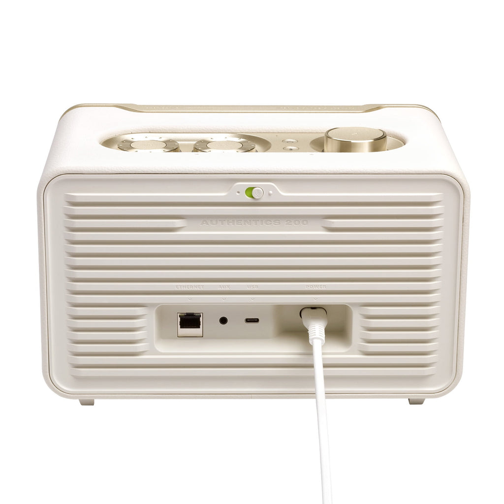JBL Authentics 200 - Smart home speaker with Wi-Fi, Bluetooth and Voice Assistants with retro design - White