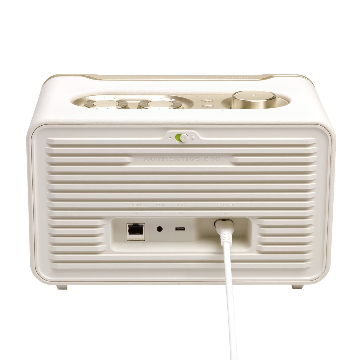 JBL Authentics 200 - Smart home speaker with Wi-Fi, Bluetooth and Voice Assistants with retro design - White