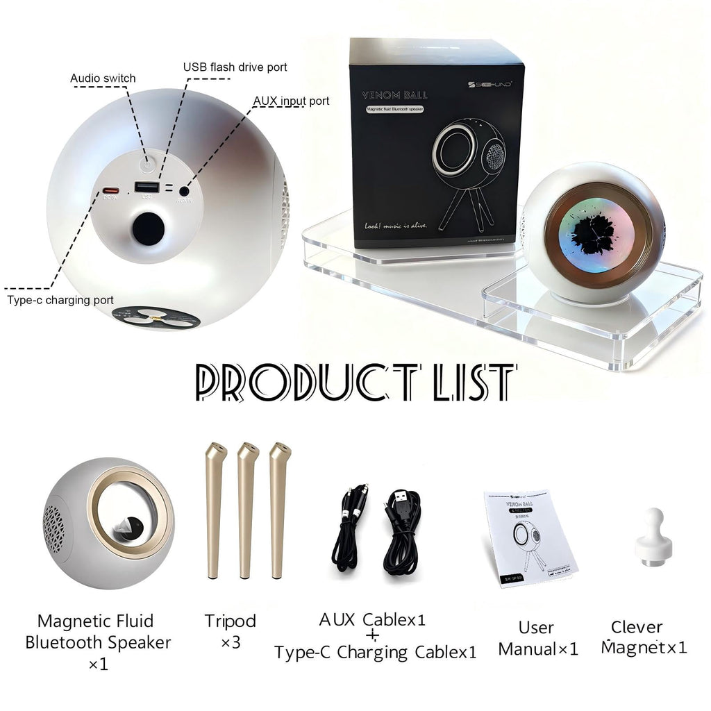 XRELIATECH Ferrofluid Speaker,30W High-Power Bluetooth Audio Visualizer Enhanced Bass&Crisp High, Dual Stereo&TWS Paired,Vibrant Ambient Colorlight