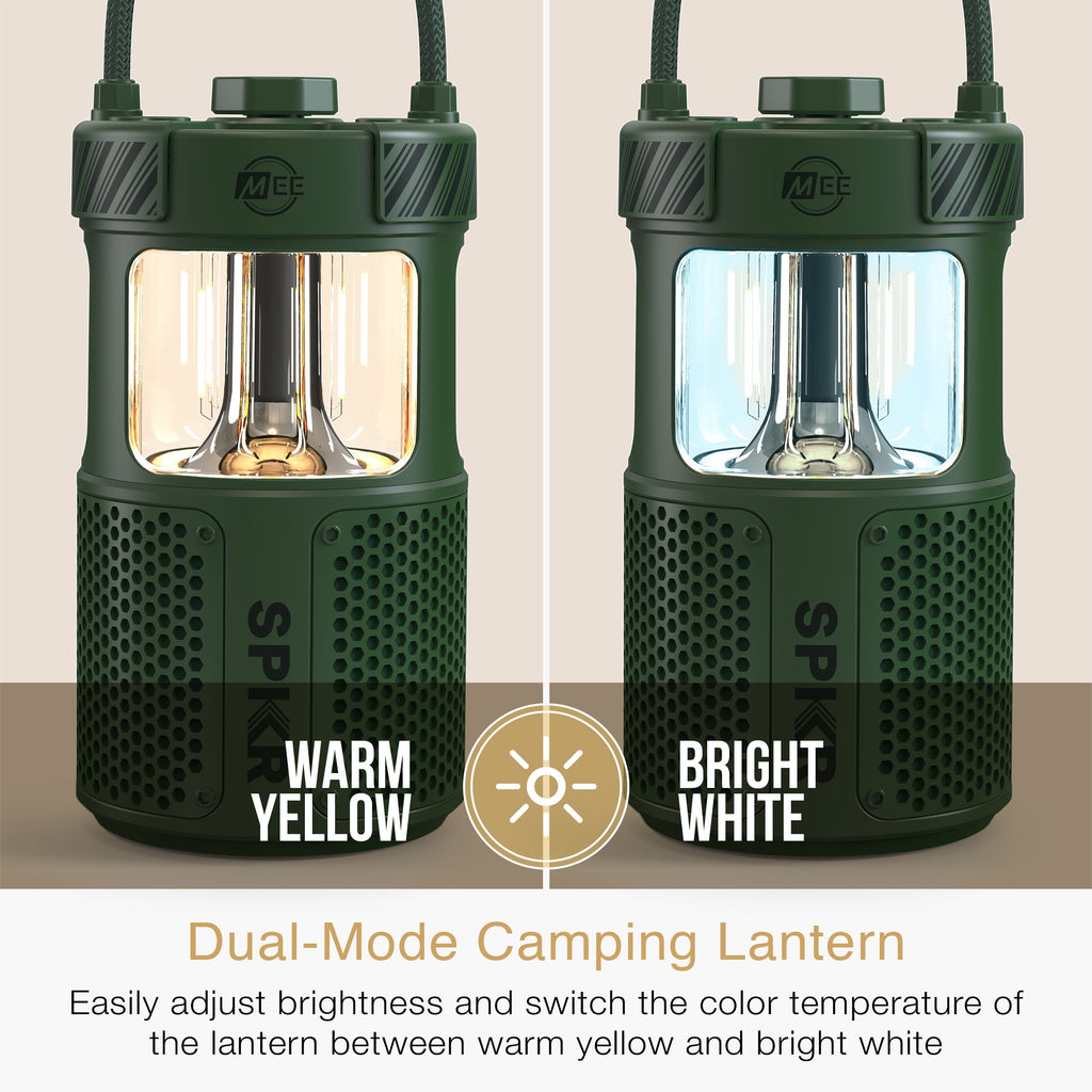 MEE audio lightSPKR Bluetooth Wireless Speaker with Camping Lantern, Rated IPX6 (Midnight Black)