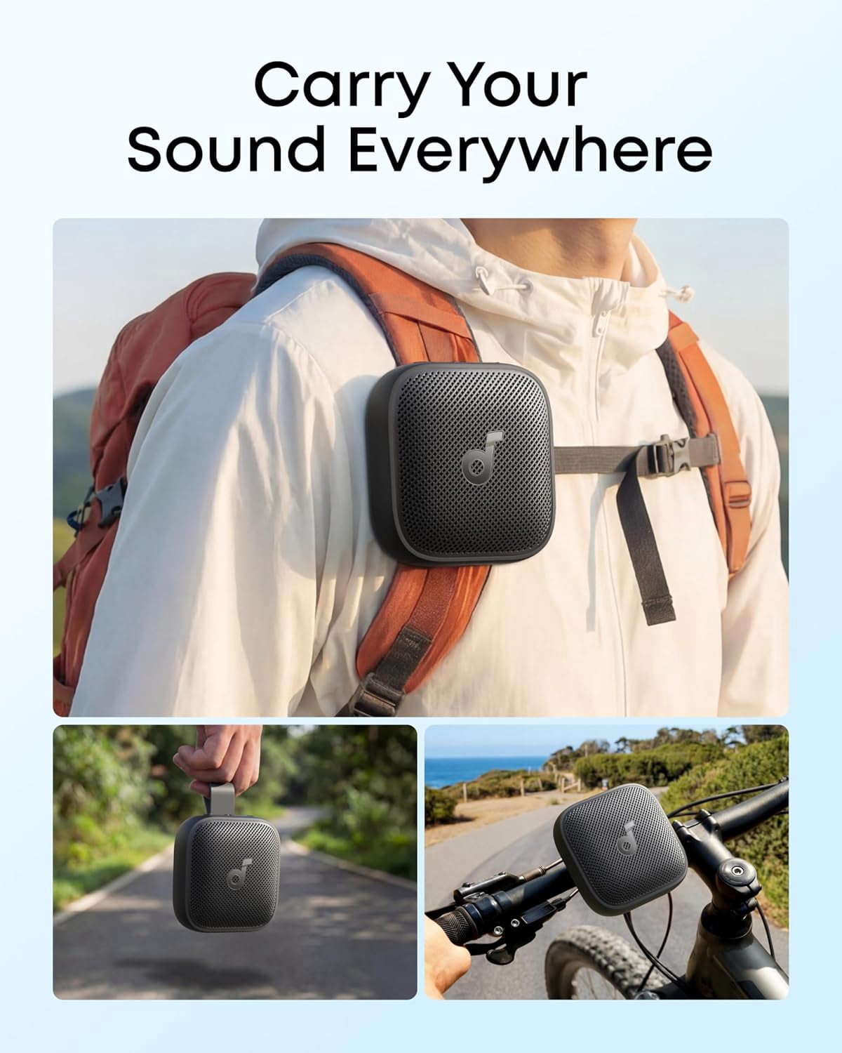 Soundcore Boom Go 3i by Anker Portable Speaker, 15W Punchy Sound, 24H Playtime, Bluetooth 6.0, BassUp 2.0, IP68, Emergency Charging for Hiking/Cycling/Camping