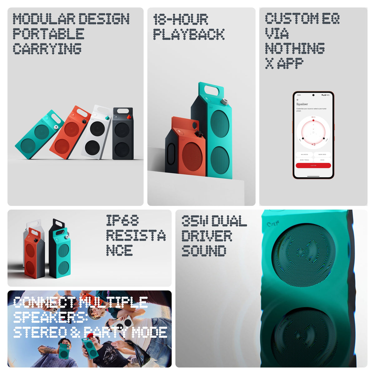 CMF Speaker M Portable Bluetooth Speaker, 35W Woofer & Tweeter, 18H Playtime, IP68 Waterproof & Dustproof, Ultra Bass & Wide Soundstage, Bluetooth 6.0, USB-C Audio