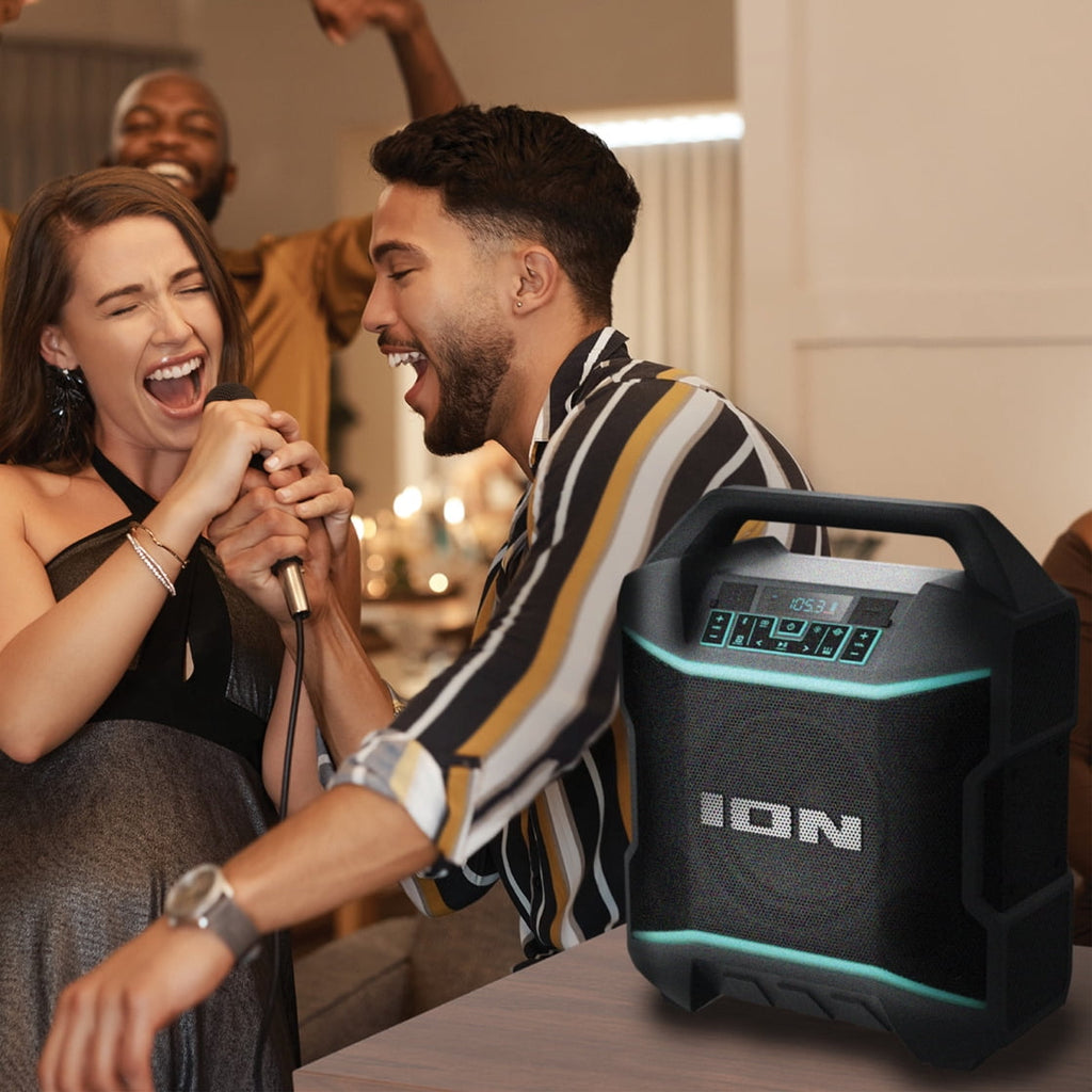 (Open Box) ION Audio IPA163 Party Boom Plus Portable Bluetooth Speaker with Lights, 2 Speakers, Black
