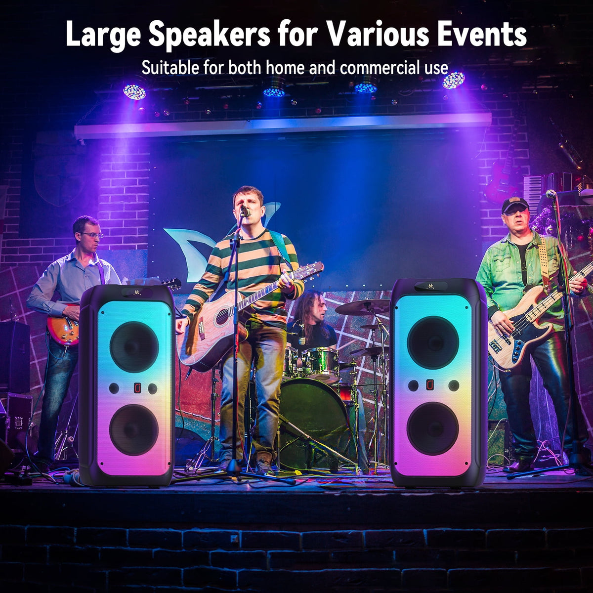 JYX Party Speaker, 80W Powerful Large Bluetooth Speaker with 2 Mics, Deep Bass Stereo PA System with Remote Control