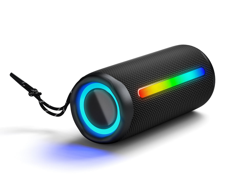 Portable Bluetooth Speaker IPX7 Waterproof,30W Stereo Sound with Multi RGB LED Lights,Bluetooth 5.3, 20H Playtime,TWS Surround Pairing for Home/Outdoor/Party/Beach/Travel/Gifts(Black)