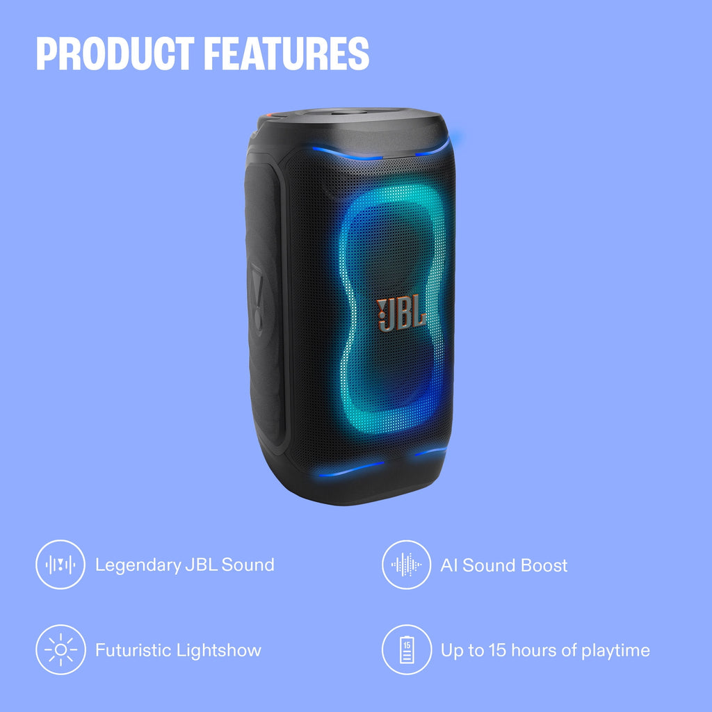 JBL PartyBox 130 - Portable party speaker with JBL legendary sound, a dynamic lightshow and a foldable ergonomic handle - Black