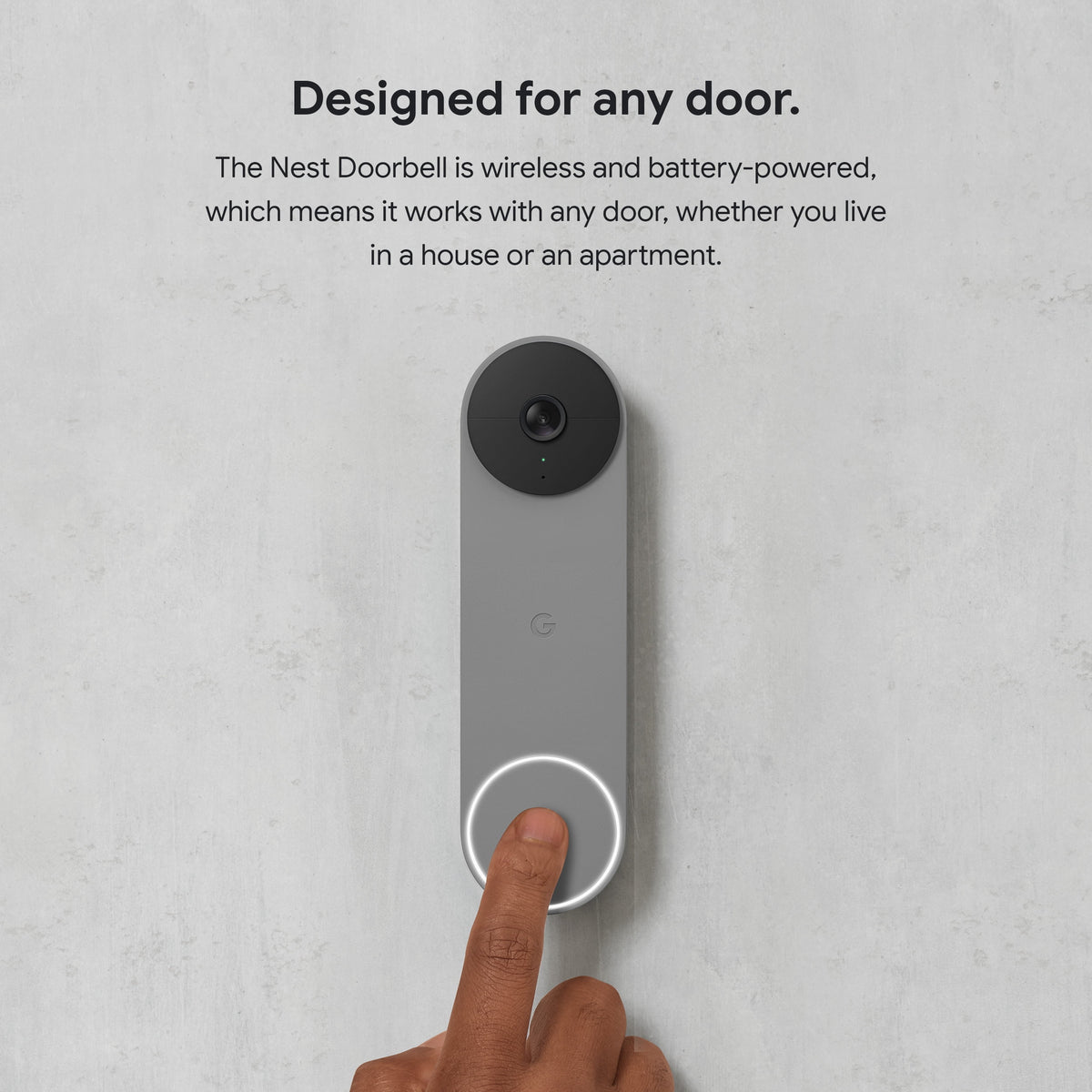 Google Nest Doorbell (Battery) - Video Doorbell Camera - Wireless Doorbell Security Camera - Snow