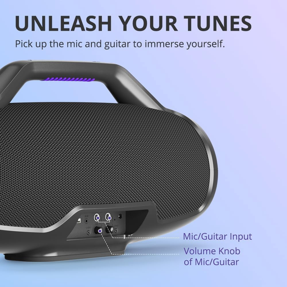 Tronsmart Bang Max 130W Bluetooth Party Speaker, IPX6 Waterproof, 24-Hour Battery, Custom EQ & Light Show, Bass boost, Sync 100+ Units Outdoor Portable Wireless Speaker for DJ & Poolside