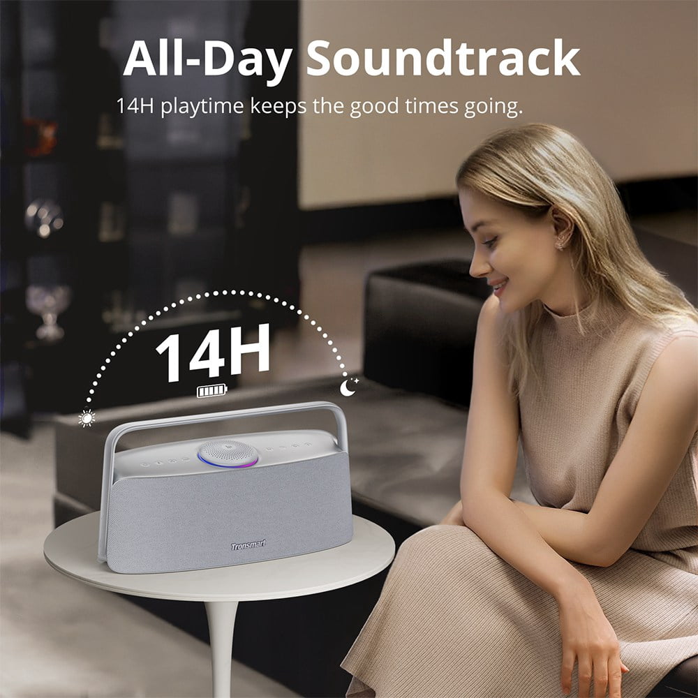 Tronsmart 80W Loud Portable Wireless Speaker, Clear Spatial Hi-Res Audio, 14 Hours Playtime, LED Light Show, Dual-Device Connection, Waterproof Party Speaker for Home