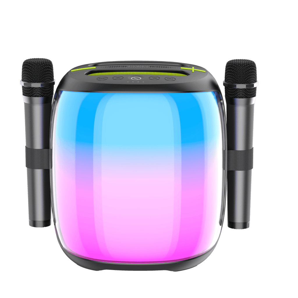 100W Portable Bluetooth Party Speaker with Two Microphones, Tripod stand LED Lights