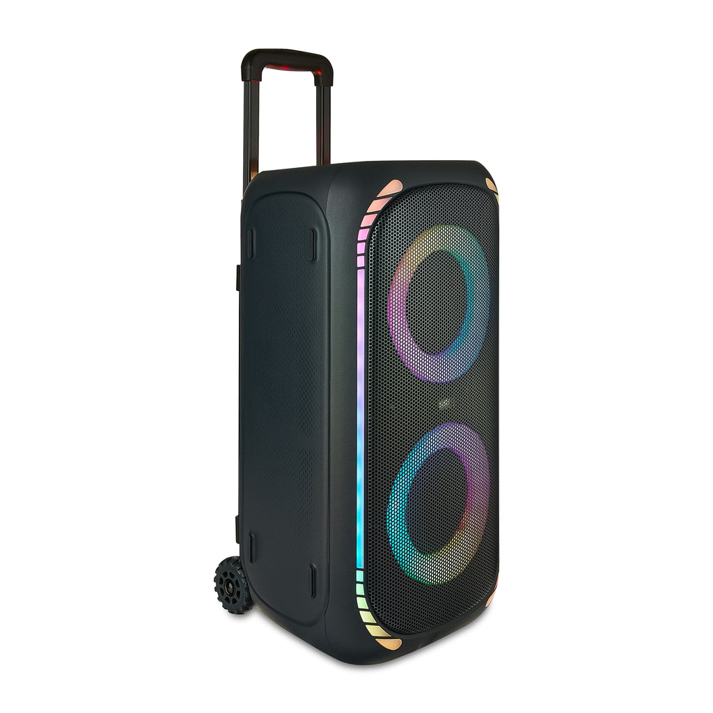 Onn Large Party Speaker Gen 2 with LED Lighting, IPX4 Water-Resistant, 4 Speakers, Black