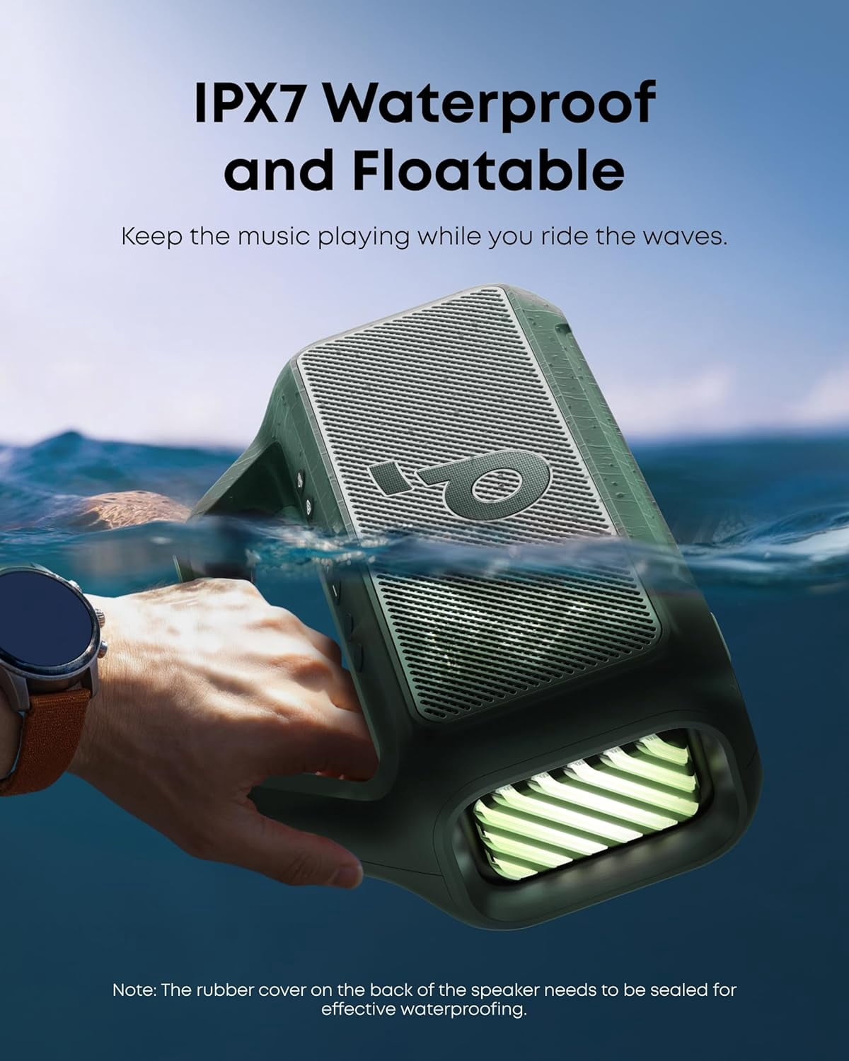 Soundcore Boom 2 By Anker, Outdoor Speaker, 80W, Subwoofer, 24H Playtime, IPX7 Waterproof, Floatable, RGB Lights, Blue